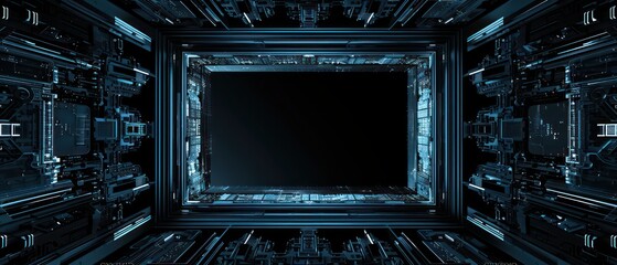 futuristic wallpaper with a dark rectangle in the center
