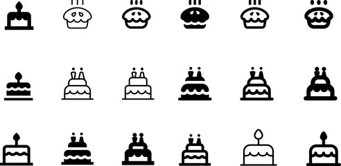 Birthday Cake Vector Icon Illustration.
