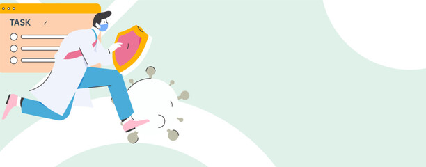 Medical characters fighting the epidemic flat vector concept operation hand drawn illustration
