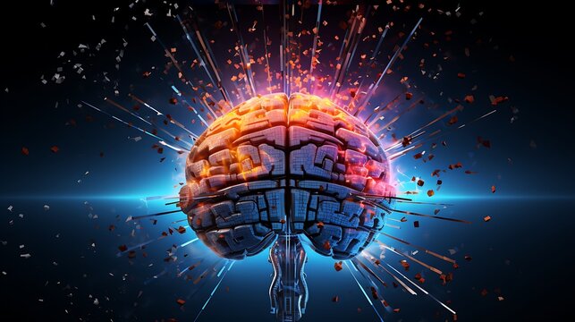 Artificial Intelligence technology with exploding brain