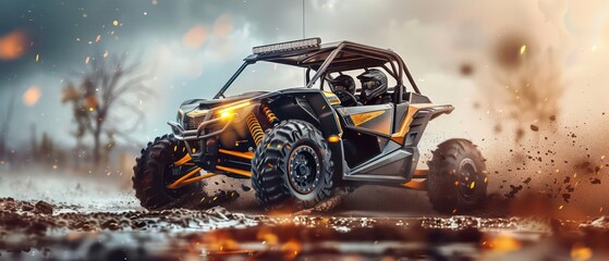 utv buggy with nice angle isolated on a gradient studio background 
