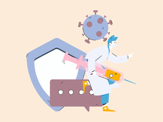 Medical characters fighting the epidemic flat vector concept operation hand drawn illustration
