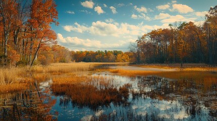 Fototapeta premium Scene of an Autumn Marshland