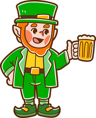 Leprechaun character, St. Patrick icon.