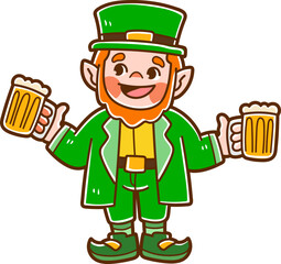 Leprechaun character, St. Patrick icon.