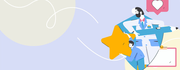 Medical characters fighting the epidemic flat vector concept operation hand drawn illustration
