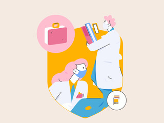 Medical characters fighting the epidemic flat vector concept operation hand drawn illustration
