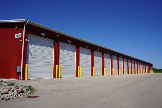 Red and White storage units holding the owner's property.