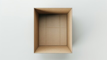 Obraz premium Empty Cardboard Box: An open, empty cardboard box set against a plain background, leaving ample space for copy 