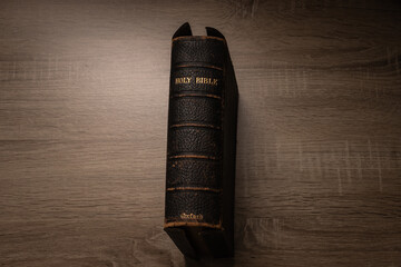 Holy Bible in black leather cover