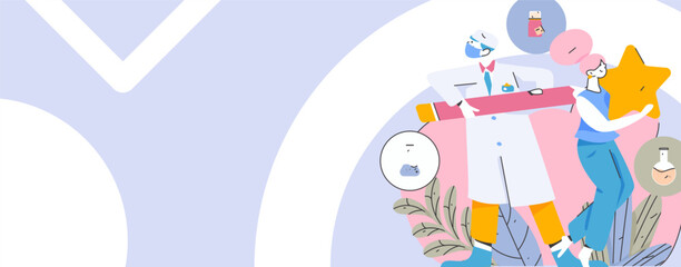 Medical characters fighting the epidemic flat vector concept operation hand drawn illustration
