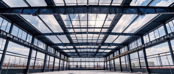 Fototapeta premium steel structure building with modern architecture