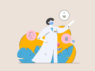 Medical characters fighting the epidemic flat vector concept operation hand drawn illustration
