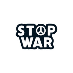 stop war peace text sticker label vector illustration template design