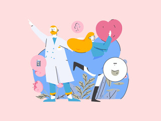 Medical characters fighting the epidemic flat vector concept operation hand drawn illustration
