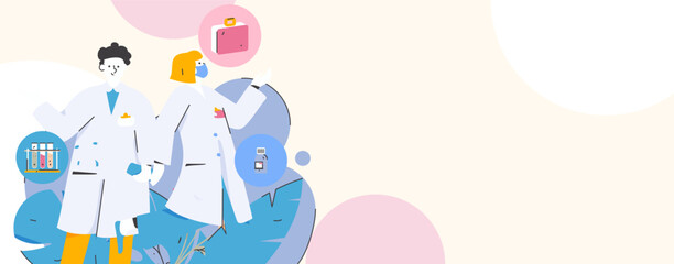 Medical characters fighting the epidemic flat vector concept operation hand drawn illustration
