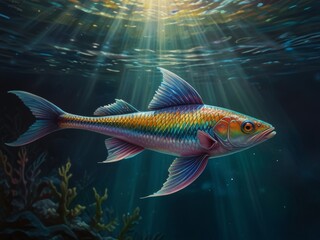 Fototapeta premium illustration of freshwater fish underwater