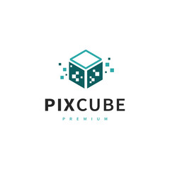 pixel cube digital logo design 3