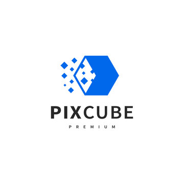 pixel cube digital logo design 2
