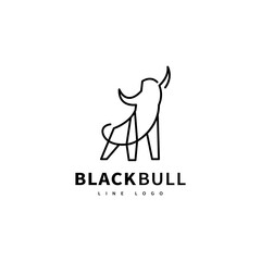 black bull monoline logo design illustration 3