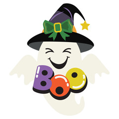 Cute Halloween boo ghost vector cartoon illustration