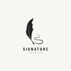 feather pen illustration for signature logo design
