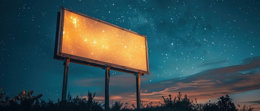 Beneath the starry expanse of the night sky, a blank mockup of professionalism stands, illuminated by the soft glow of moonlight.