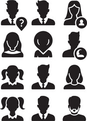 Set of vector avatar profile icon in silhouettes.