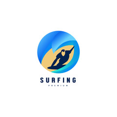 surfing vector icon logo design illustration