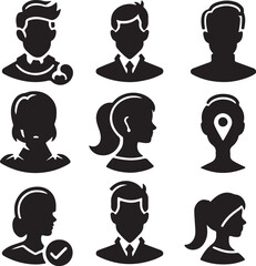 Set of vector avatar profile icon in silhouettes.