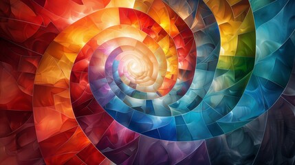 Obraz premium Colorful Spiral Mosaic Abstract Art. Colorful spiral mosaic artwork with intricate patterns and a vibrant, dynamic flow of hues creating a captivating visual effect.