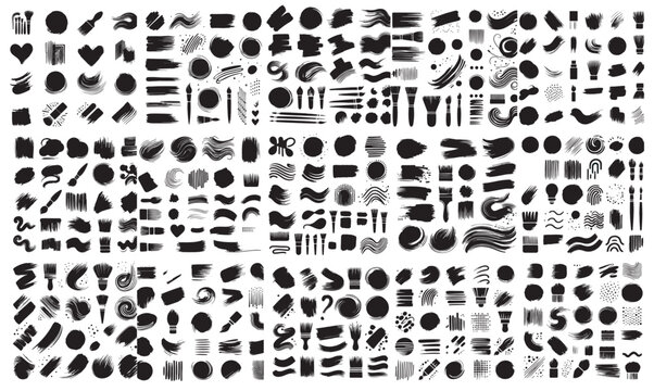 recommend clip art: set of black paint brushes lines on the white background. Collection of vector paint brush strokes.