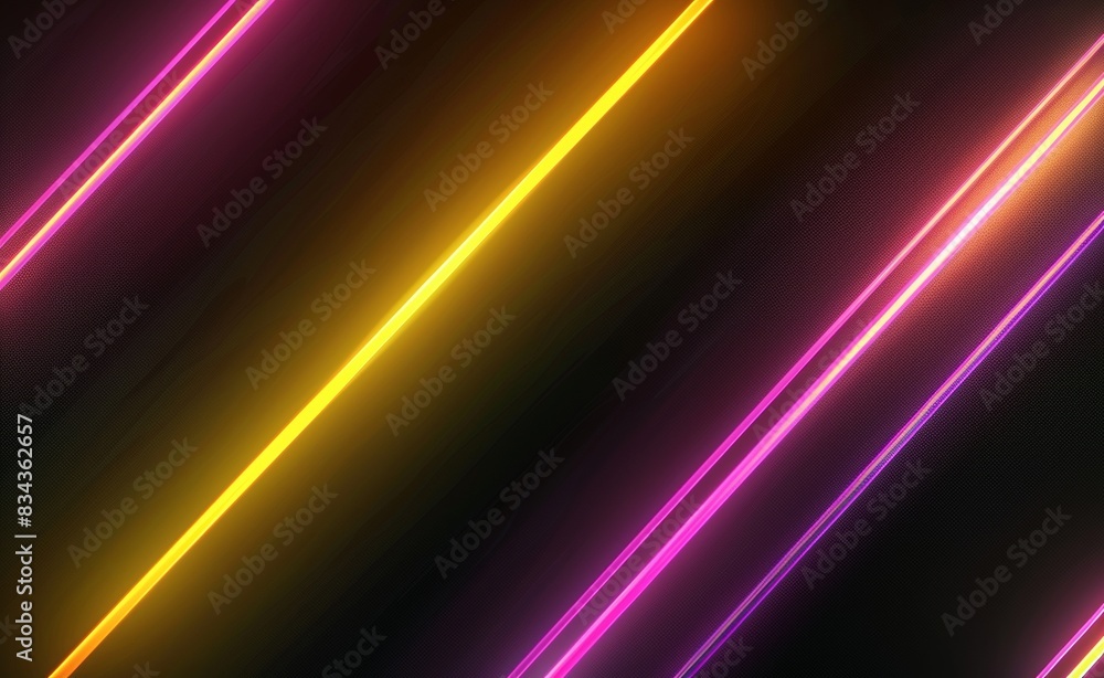 Poster abstract background with colorful neon light and glow lines on a dark black color