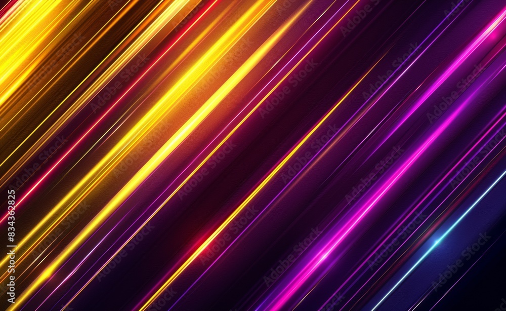 Poster abstract background with colorful neon light and glow lines on a dark black color