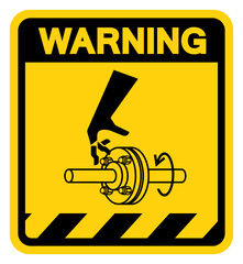 Cutting of Fingers Rotating Shaft Warning Sign, Vector Illustration, Isolate On White Background Label .EPS10