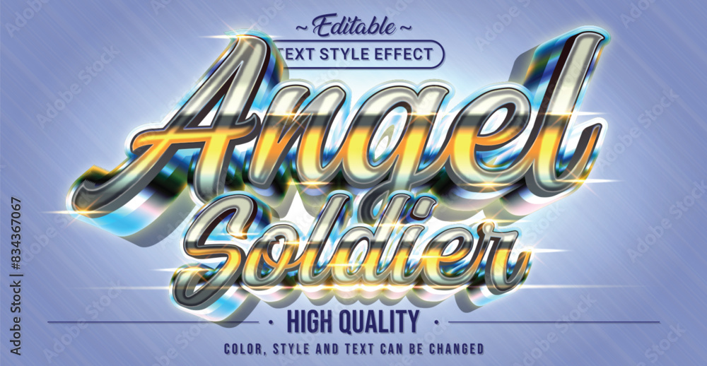 Poster editable text style effect - angel soldier text style theme.