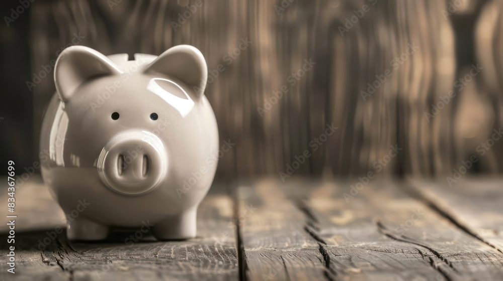 Poster a close-up shot of a piggy bank with a blank area on its side or back for incorporating text with mi