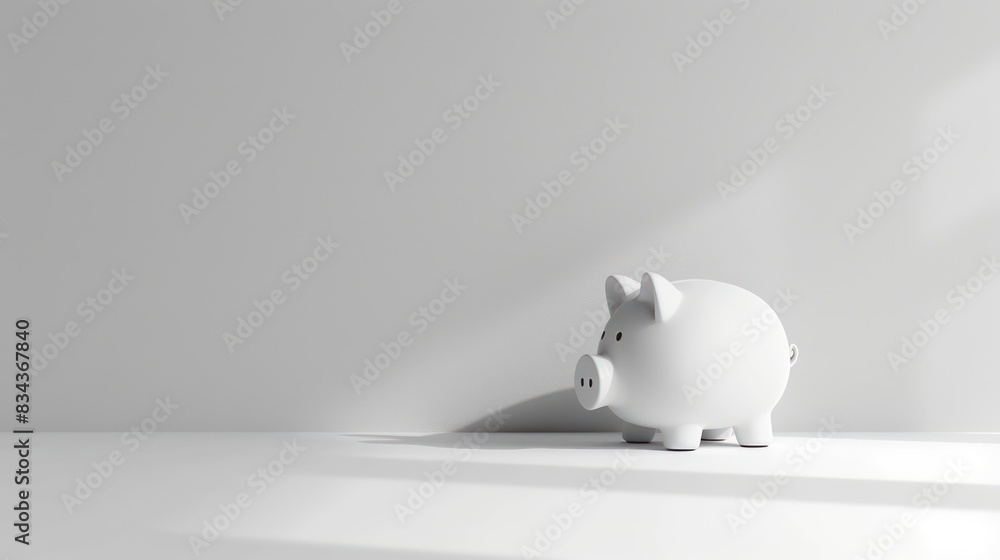 Aufkleber a piggy bank placed on a white surface with ample space beside it for adding text or graphics with m