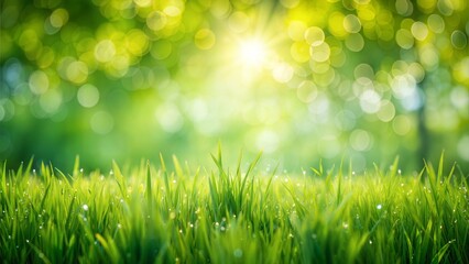 Obraz premium Spring Lawn Blur: A fresh, green blurred background of a lawn in springtime, perfect for seasonal presentations. 