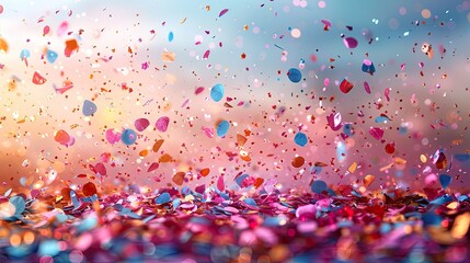 A bright background with colorful confetti and a clear section for celebratory messages. - Event decoration background