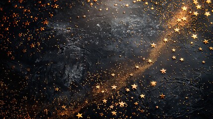 Fototapeta premium A classic black and gold background with stars and ample space for celebratory writing. - Event decoration background