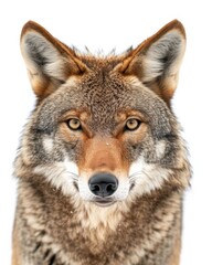 Fototapeta premium Mystic portrait of Red Wolf , copy space on right side, Anger, Menacing, Headshot, Close-up View Isolated on white background