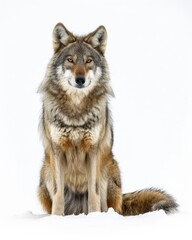 Fototapeta premium the Himalayan Wolf, portrait view, white copy space on right Isolated on white background