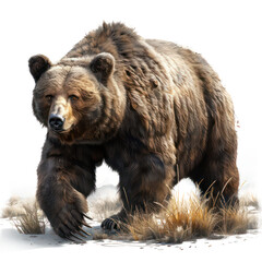 Fototapeta premium Majestic Grizzly Bear with Thick Fur and Sharp Claws, Isolated on Transparent Background