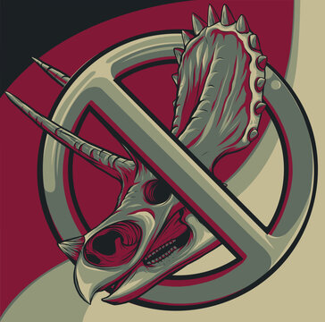 triceratops skull inside no symbol clip art preview