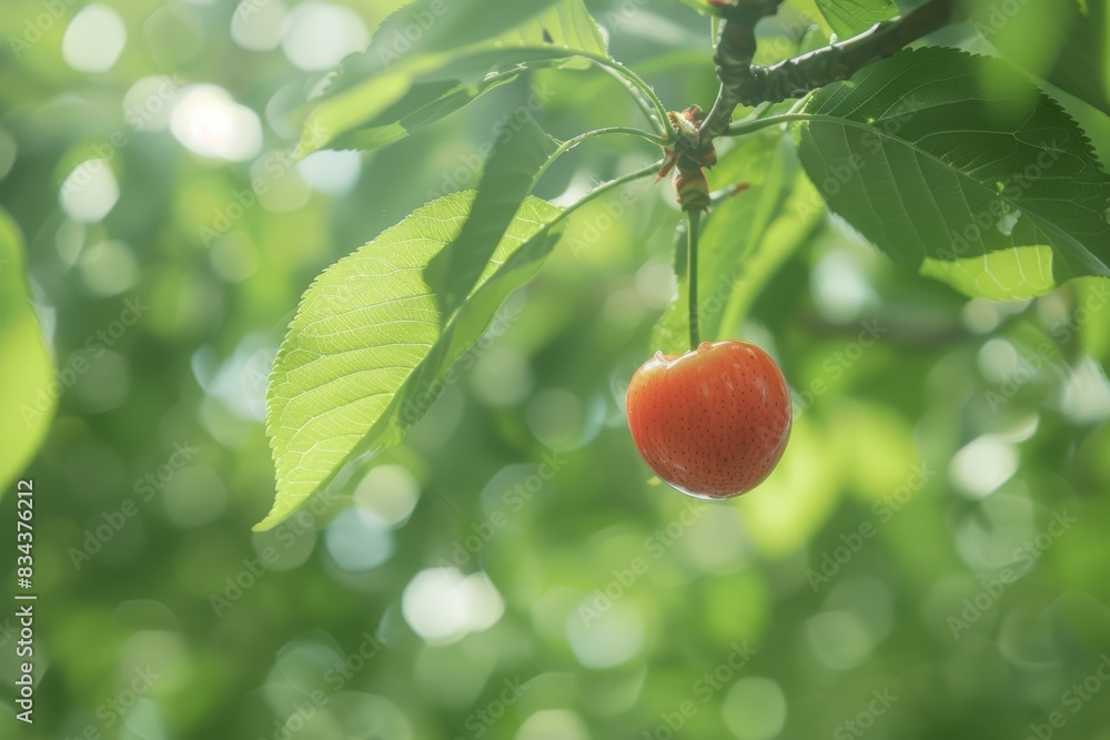 Canvas Prints Cherry Fruit Tree Leaves Green Red Nature Closeup