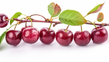 Cherries Fresh Fruit Isolated White Background Healthy
