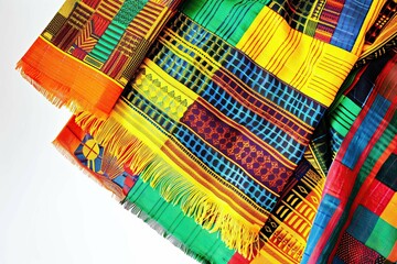 Kente cloth, isolated on white