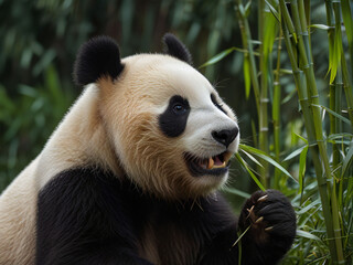 Obraz premium Giant panda eating bamboo