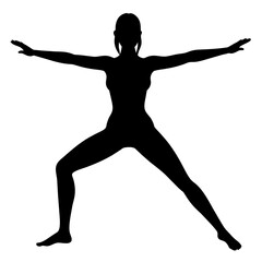 Slim women do yoga, Pilates, fitness. Isolated silhouettes on a white background.